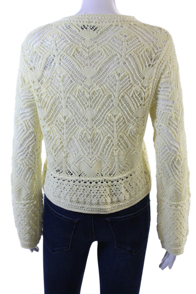 Vince Unisex Pullover Sweater Yellow Organic Cotton Crew Neck Boho Size 2XS