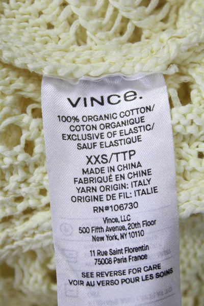 Vince Unisex Pullover Sweater Yellow Organic Cotton Crew Neck Boho Size 2XS
