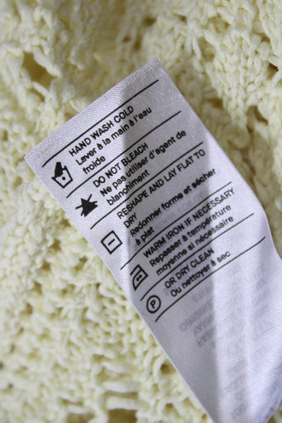 Vince Unisex Pullover Sweater Yellow Organic Cotton Crew Neck Boho Size 2XS
