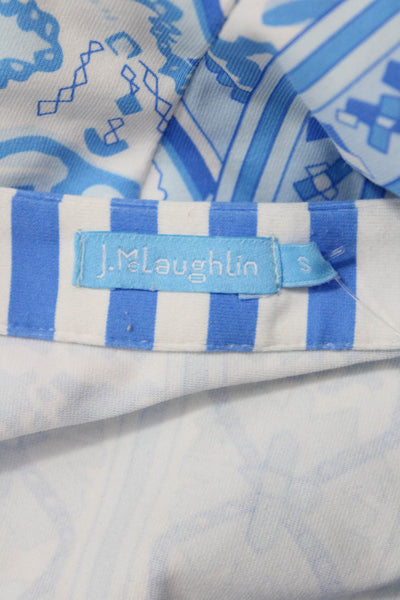 J. Mclaughlin Women Tunic Blue Geometric 3/4 Sleeve Nylon Spandex Size S