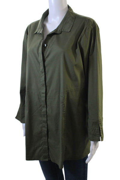 Habitat Women Military Jacket Green Collared Button Long Sleeve Size XL
