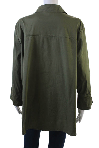 Habitat Women Military Jacket Green Collared Button Long Sleeve Size XL