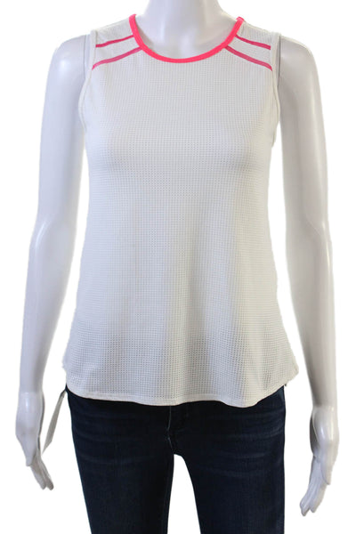 Lucky In Love Womens Basic Sleeveless Tank White Crew Neck Size S