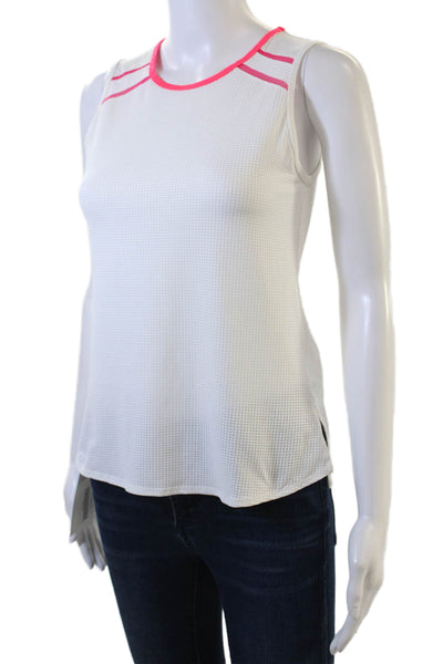 Lucky In Love Womens Basic Sleeveless Tank White Crew Neck Size S