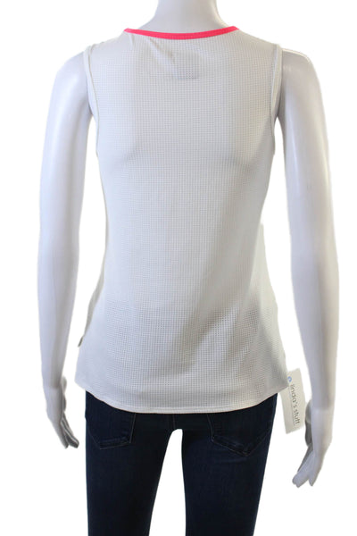 Lucky In Love Womens Basic Sleeveless Tank White Crew Neck Size S