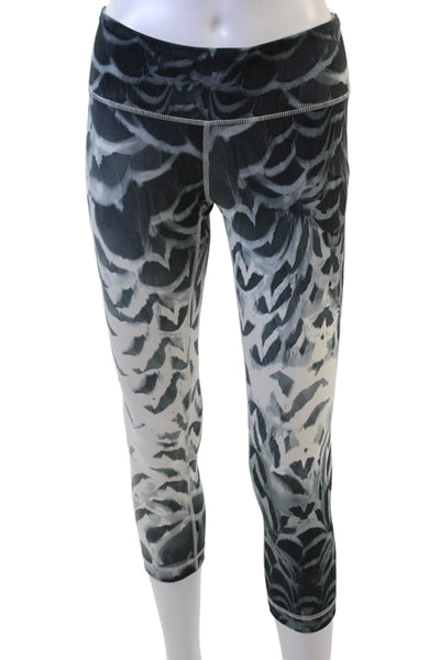 Lululemon Womens Abstract Cropped Activewear Leggings White Size 4