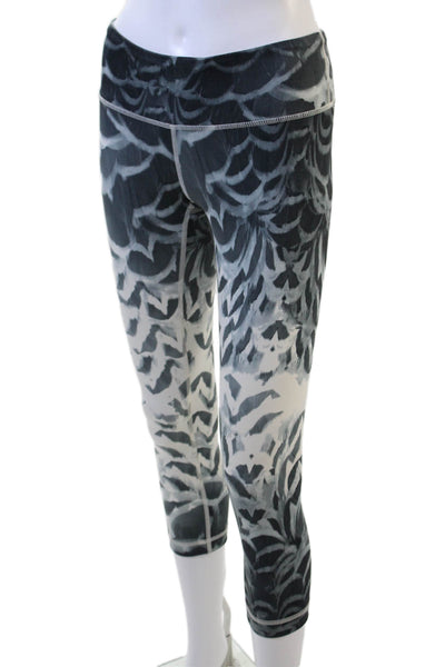 Lululemon Womens Abstract Cropped Activewear Leggings White Size 4