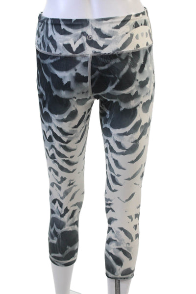 Lululemon Womens Abstract Cropped Activewear Leggings White Size 4