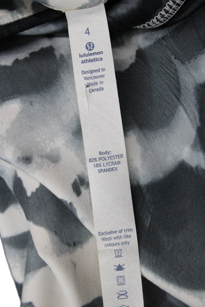 Lululemon Womens Abstract Cropped Activewear Leggings White Size 4