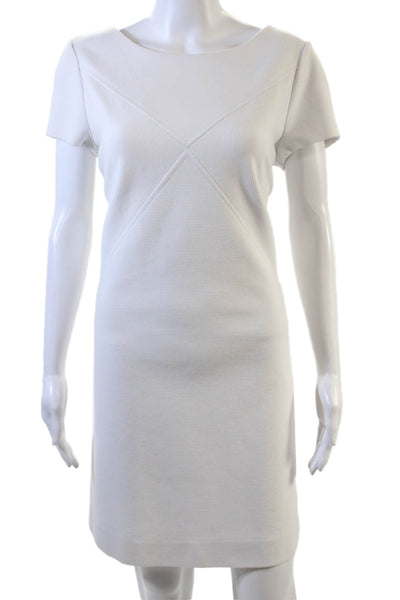 Lily Pulitzer, Womens Shift Dress White Short Sleeve Round Neck Size M