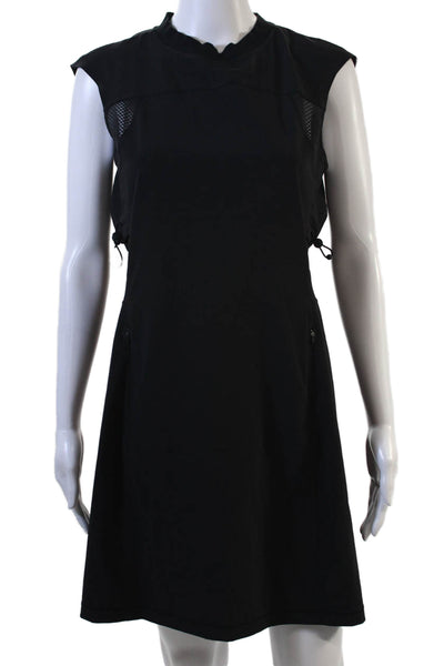 Athleta Womens Black Shift Dress Sleeveless Mock Neck Knee Length Size S