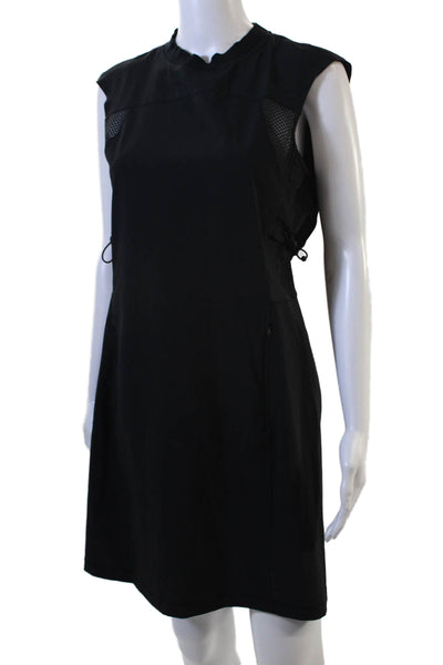 Athleta Womens Black Shift Dress Sleeveless Mock Neck Knee Length Size S