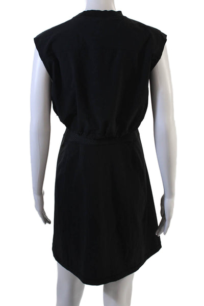 Athleta Womens Black Shift Dress Sleeveless Mock Neck Knee Length Size S