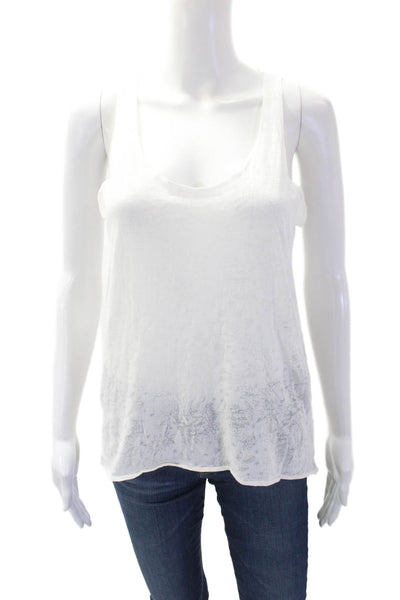 Zadig & Voltaire Women Basic Sleeveless Round Neck White Tank Size S