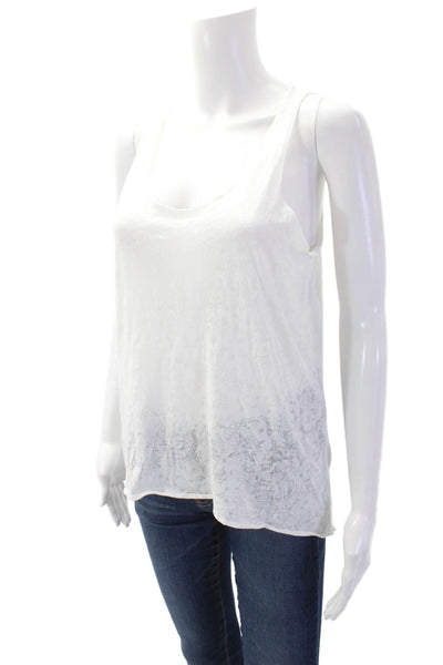 Zadig & Voltaire Women Basic Sleeveless Round Neck White Tank Size S