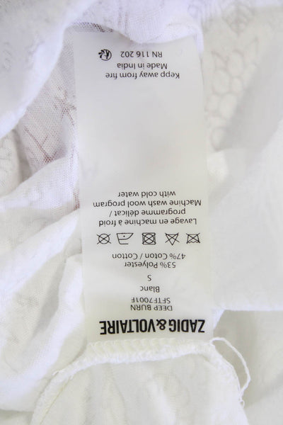 Zadig & Voltaire Women Basic Sleeveless Round Neck White Tank Size S