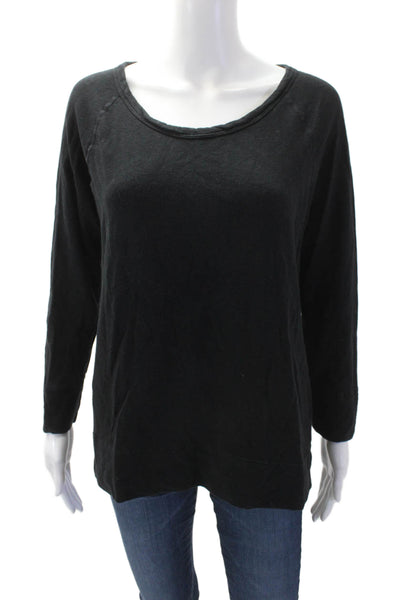 Standard James Perse Womens Black Basic Long Sleeve T-Shirt Rayon Size 3