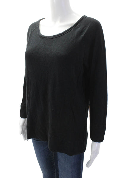 Standard James Perse Womens Black Basic Long Sleeve T-Shirt Rayon Size 3