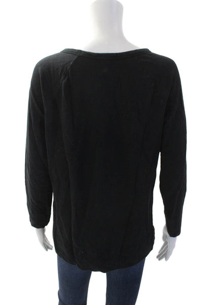 Standard James Perse Womens Black Basic Long Sleeve T-Shirt Rayon Size 3