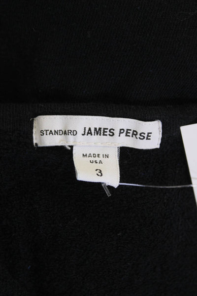 Standard James Perse Womens Black Basic Long Sleeve T-Shirt Rayon Size 3