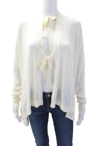 Trouve, Womens Cardigan White Tie Viscose Blend Long Sleeve Size XS