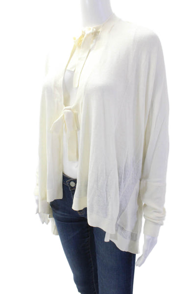 Trouve, Womens Cardigan White Tie Viscose Blend Long Sleeve Size XS