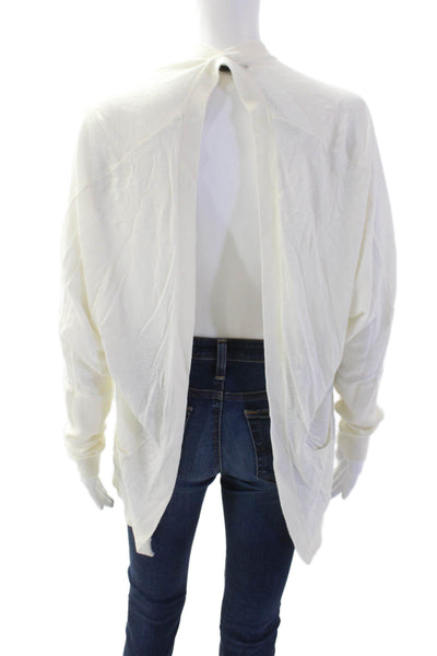 Trouve, Womens Cardigan White Tie Viscose Blend Long Sleeve Size XS