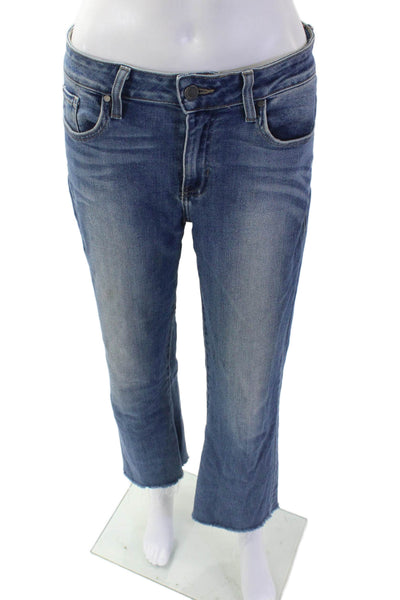 Just Black, Women High-Rise Cropped Blue Jeans Button Size 28