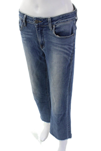 Just Black, Women High-Rise Cropped Blue Jeans Button Size 28
