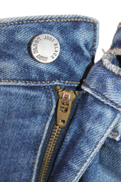 Just Black, Women High-Rise Cropped Blue Jeans Button Size 28