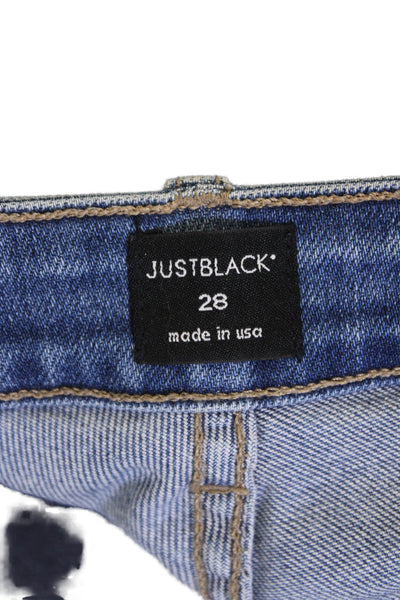 Just Black, Women High-Rise Cropped Blue Jeans Button Size 28