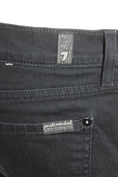 7 For All Mankind Women Black Straight Jeans Size 28