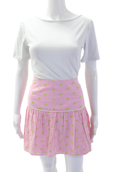 Lily Pulitzer Womens Cotton Floral Printed Zip Short Skirt Pink Size 14