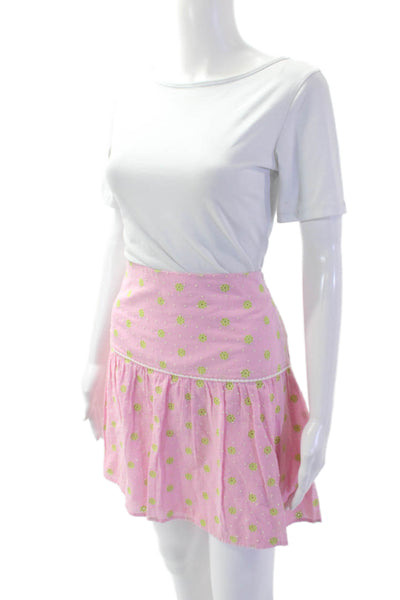 Lily Pulitzer Womens Cotton Floral Printed Zip Short Skirt Pink Size 14