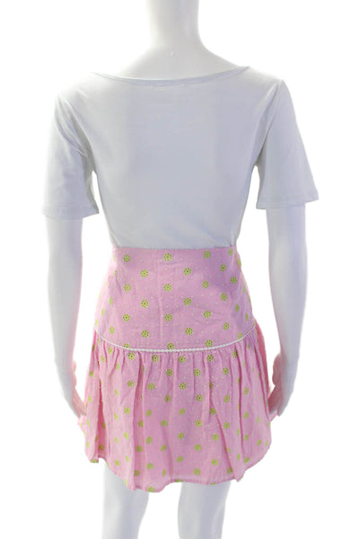 Lily Pulitzer Womens Cotton Floral Printed Zip Short Skirt Pink Size 14