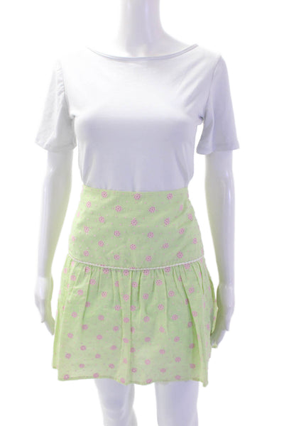 Lily Pulitzer Womens Cotton Zip Floral Printed Short Skirt Green Size 12