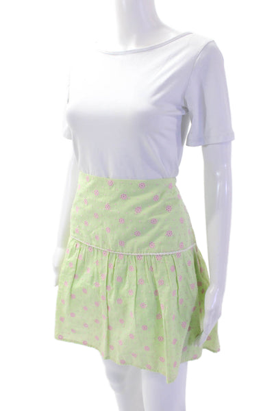 Lily Pulitzer Womens Cotton Zip Floral Printed Short Skirt Green Size 12