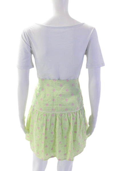 Lily Pulitzer Womens Cotton Zip Floral Printed Short Skirt Green Size 12