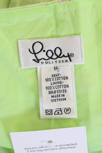 Lily Pulitzer Womens Cotton Zip Floral Printed Short Skirt Green Size 12