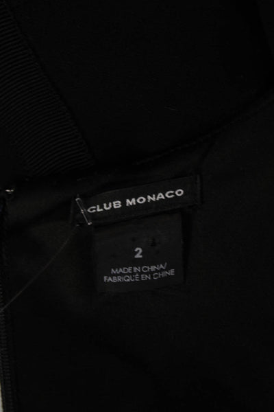 Club Monaco Women Sheath Dress Black Short Sleeve Hook & Eye Size 2
