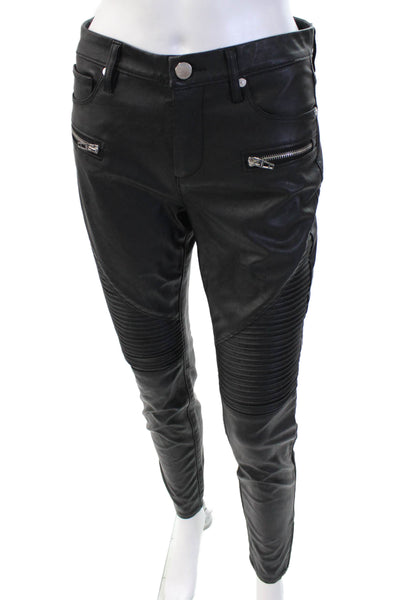 BLANKNYC Womens Vegan Leather Ribbed Skinny Pants Black Size 26