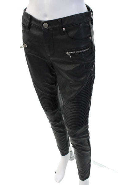 BLANKNYC Womens Vegan Leather Ribbed Skinny Pants Black Size 26