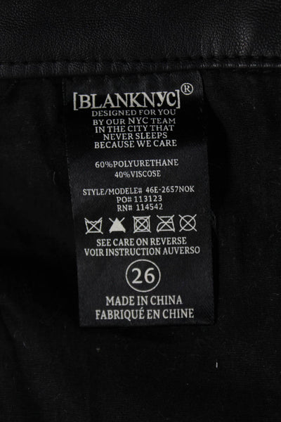 BLANKNYC Womens Vegan Leather Ribbed Skinny Pants Black Size 26