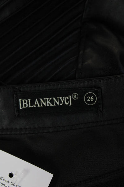 BLANKNYC Womens Vegan Leather Ribbed Skinny Pants Black Size 26