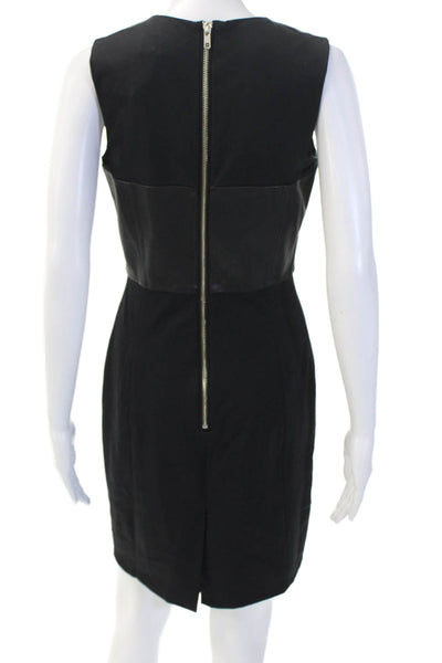 Milly Women Sheath Dress Black Sleeveless Round Neck Zip Mid-Calf Size 4