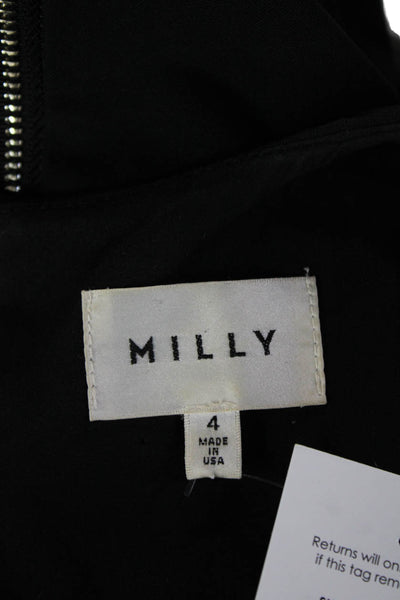 Milly Women Sheath Dress Black Sleeveless Round Neck Zip Mid-Calf Size 4