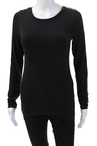 J Crew Womens Basic Jersey T-Shirt Black Cotton Long Sleeve Size S