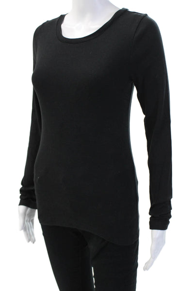 J Crew Womens Basic Jersey T-Shirt Black Cotton Long Sleeve Size S