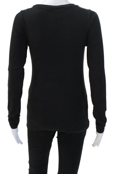 J Crew Womens Basic Jersey T-Shirt Black Cotton Long Sleeve Size S