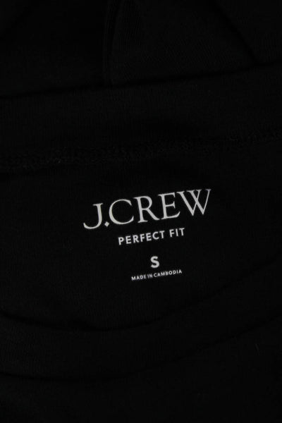 J Crew Women Basic Black Cotton Round Neck Long Sleeve T-Shirt Size S